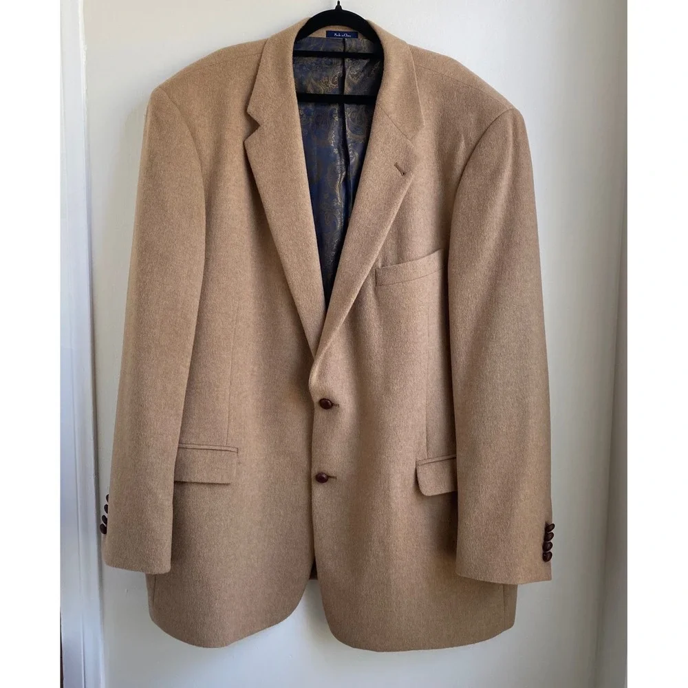 Turnbury Sport Coat Blazer Mens 50 L Tan 100% Camel Hair Paisley Lining